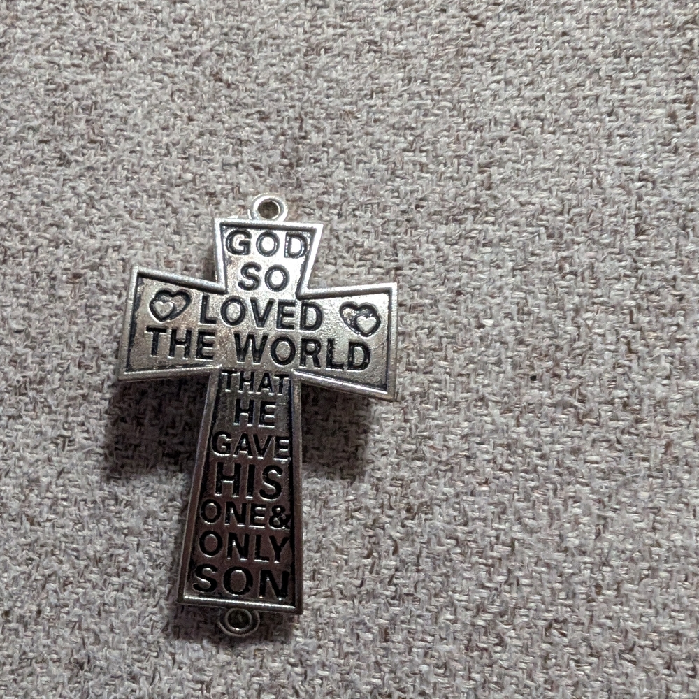 Cross Silver Inspirational. Bracelet Pendant #12